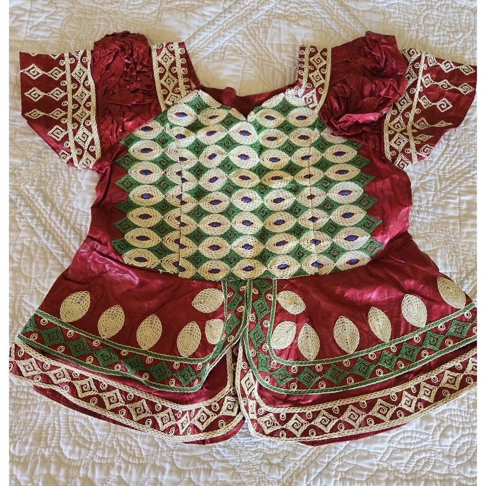 Women's Vintage Boho Ethnic Colorfully Embroidered Top Shirt K & K w/ Scarf